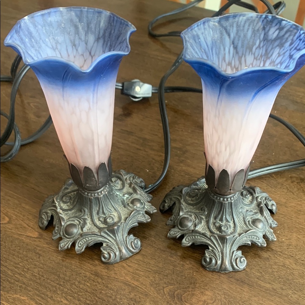 Tiffany Designs Blue and Pink Candle Holders